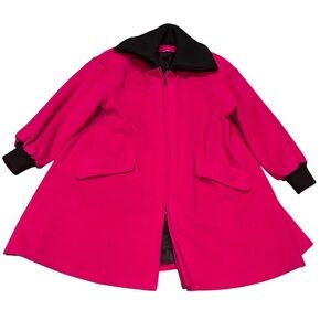 Vintage Union Made in the USA pink wool coat, Size 10 cape style zip funnel neck